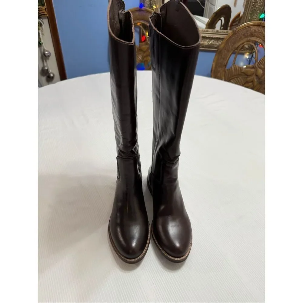 Matisse Women’s Brown Leather Yorker Wide Calf Riding Boots Size 6 New